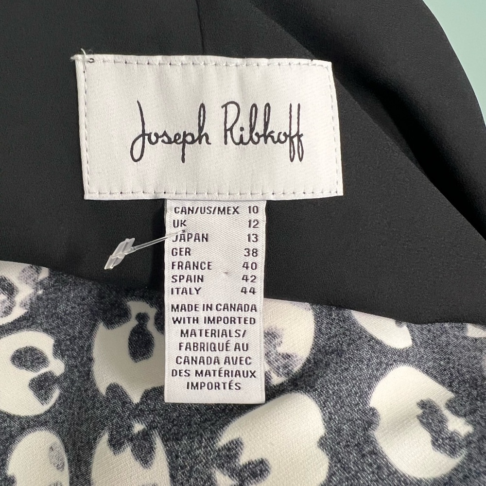 Joseph Ribkoff Black And White Floral Polka Dot Sleeveless V Neck Wrap Dress - Picture 6 of 8